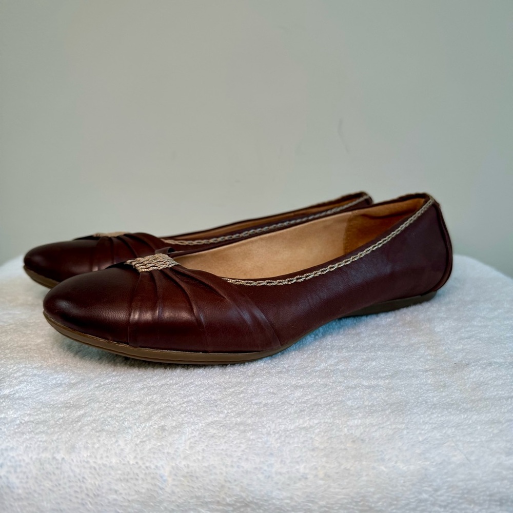 Women’s Clark’s Artisan Aldea Abode Ballet Flat size 9.5 dark brown leather - Picture 2 of 8